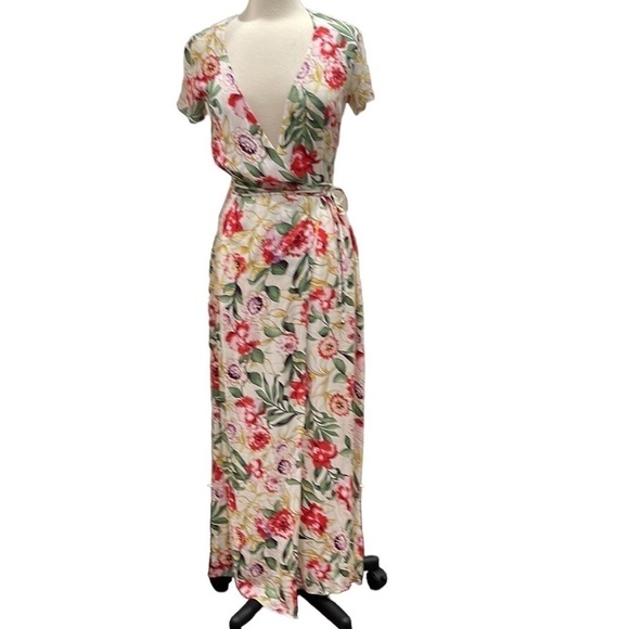 Lulu’s Vine Art Ivory Floral Wrap Maxi Dress  SZ XS - Picture 5 of 9